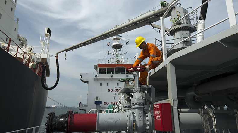 Maritime and Port Authority of Singapore bunkering fuel between ships