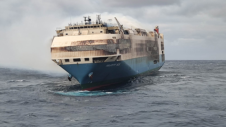 Felicity Ace PCTC luxury cars fire south of the Azores credit Portuguese Navy