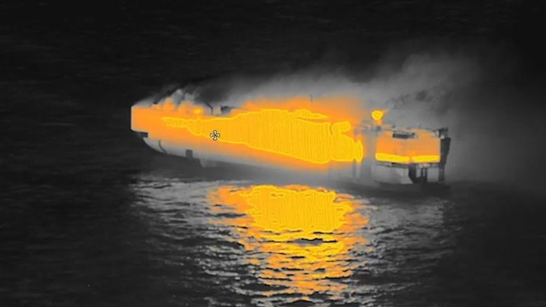 Fremantle Highway car carrier on fire at sea