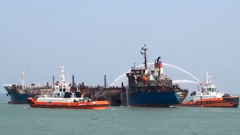 B-LPG Sophia being doused after blaze 790x444 Bangladesh Coast Guard
