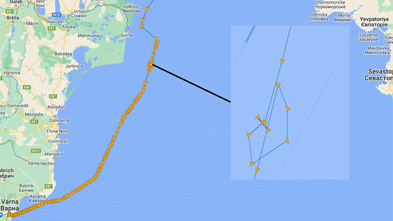 Map of general cargoship before sinking