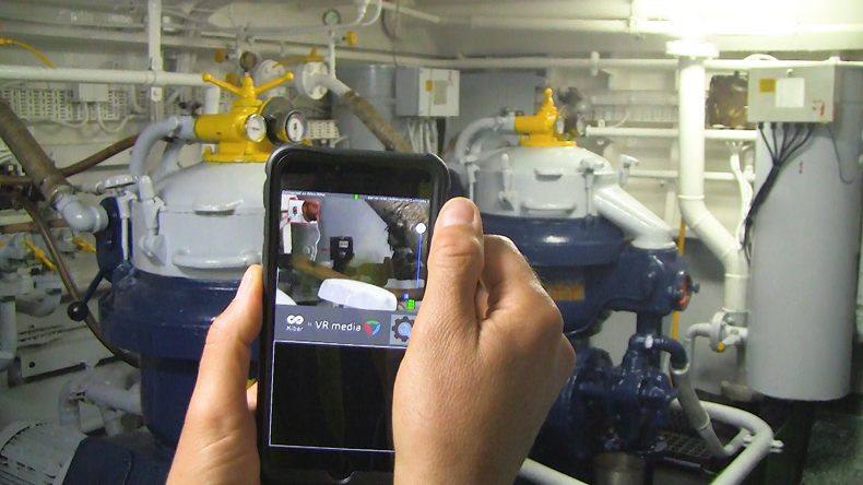 Using the Rina app during inspection of Cielo di Gaspesie. Credit Rina