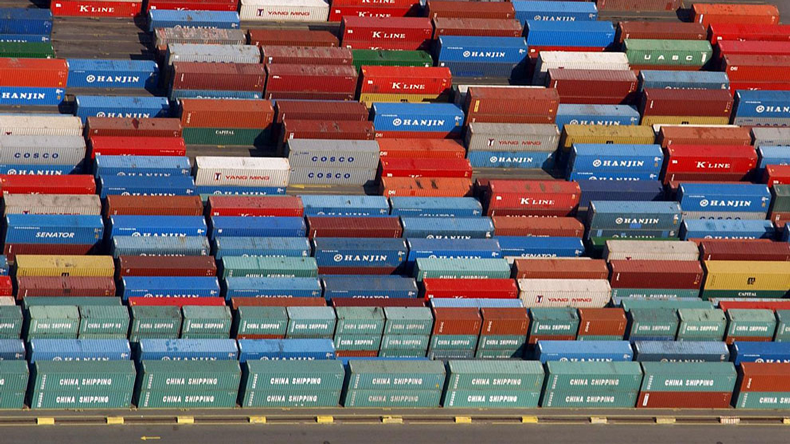 Containers in yard at port