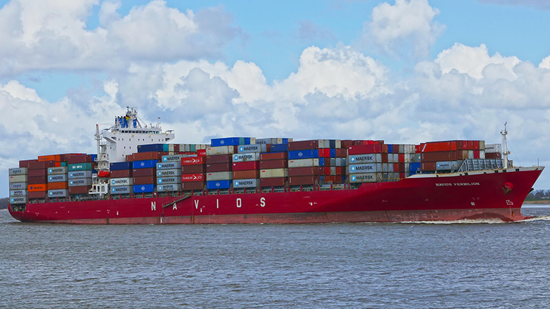 The Navios 4,250 teu teu boxship Navios Vermilion. Credit Hasenpusch Photo Productions and Agency