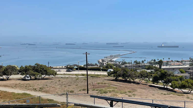 Ships at anchor off Los Angeles. From Marine Exchange of Southern California