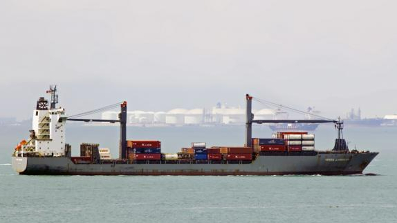 Regional feeder containership at sea