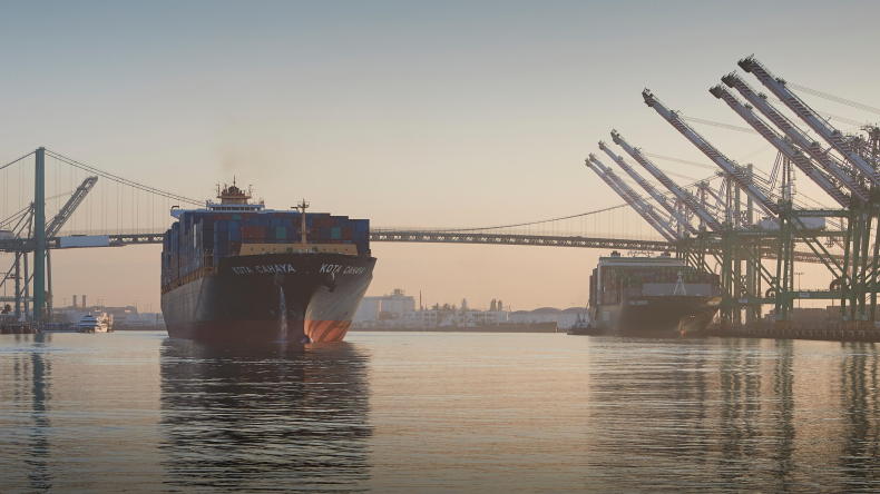 container ship in port of LA