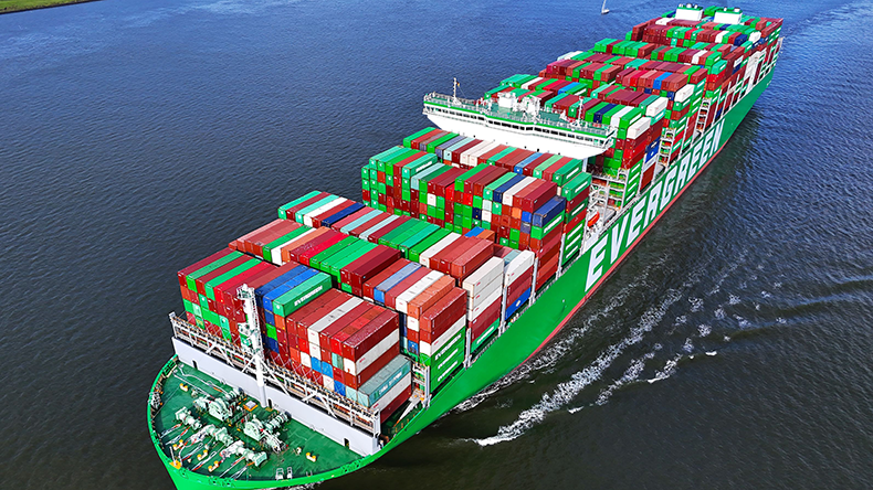 Overview of containership Ever Mass loaded on a canal