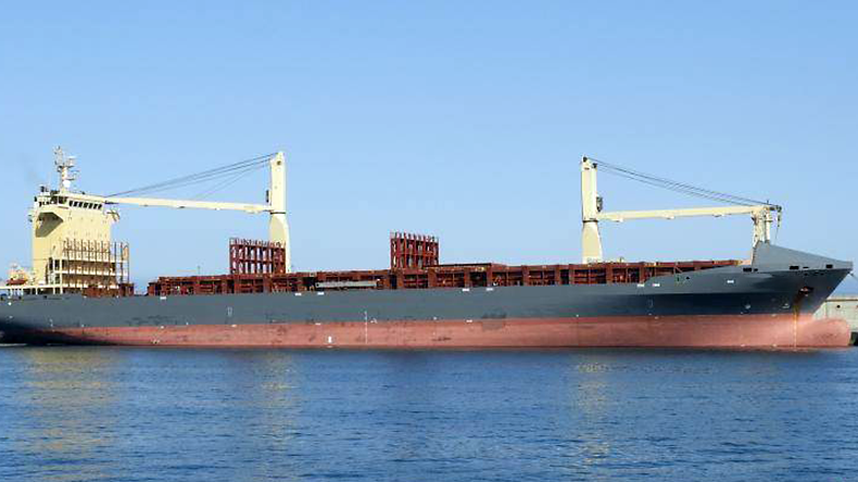 Containership at port