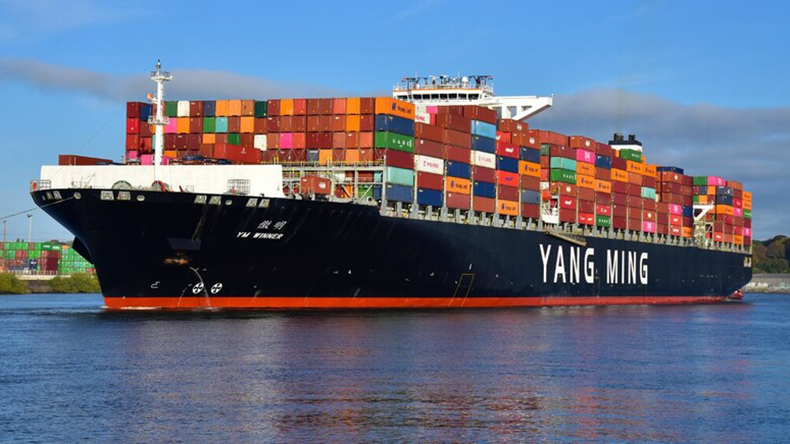 Yang Ming Winner containership on a canal