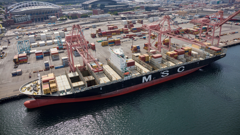 MSC ship in Seattle