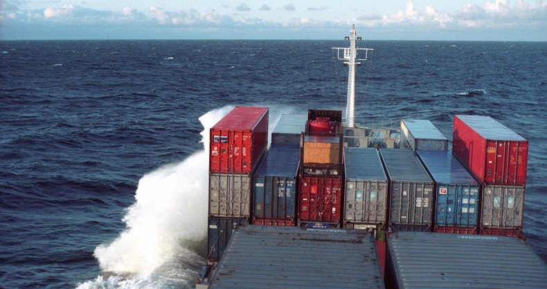 Containership at sea