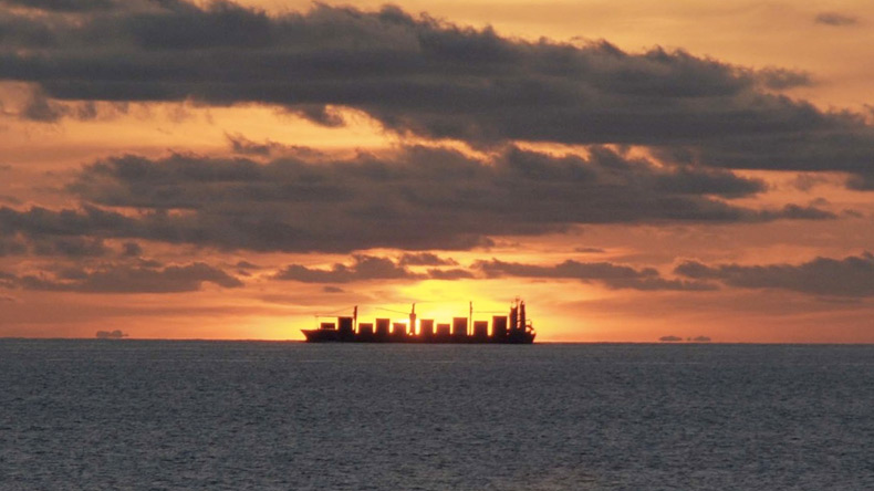 Container ship solhouette