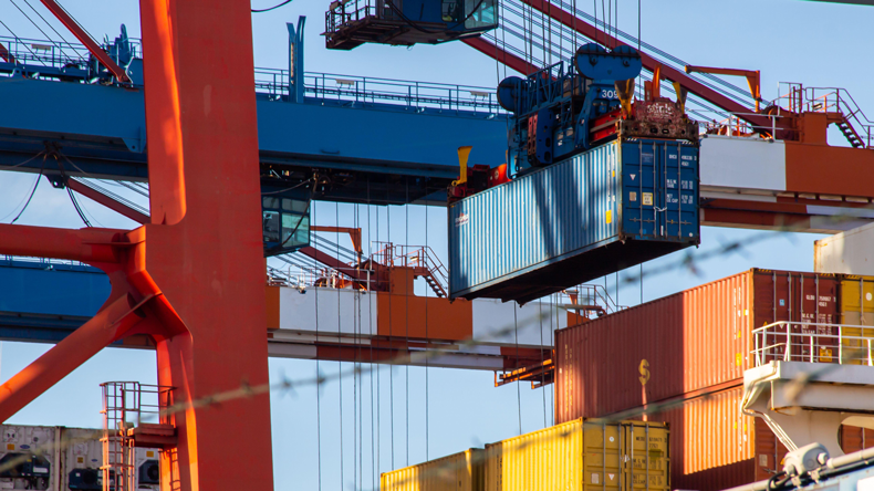 Container vessel being loaded 