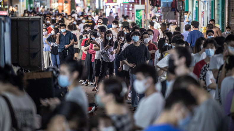 People queue for nucleic acid Covid-19 tests in Guangzhou, China