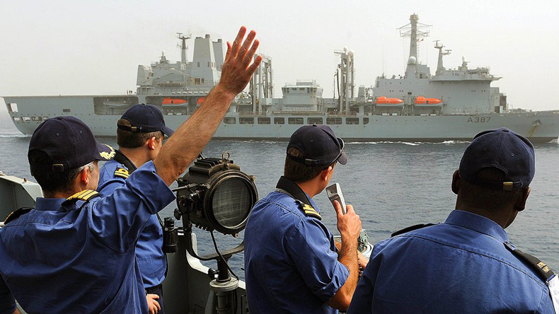 Royal Fleet Auxiliary vessel at rendezvous