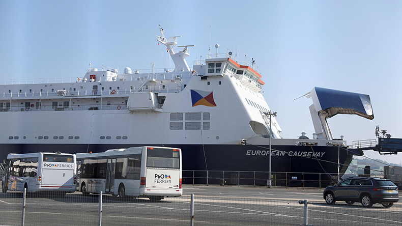 P&O Ferries ship European Causeway, is seen held in the Port of Larne, Northern Ireland March 27, 2022 Credit: REUTERS / Alamy Stock Photo