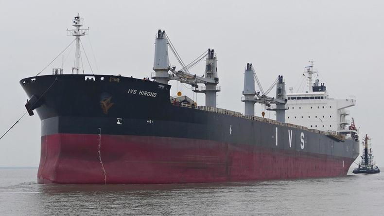 Bulk carrier IVS Hirono at River Elbe
