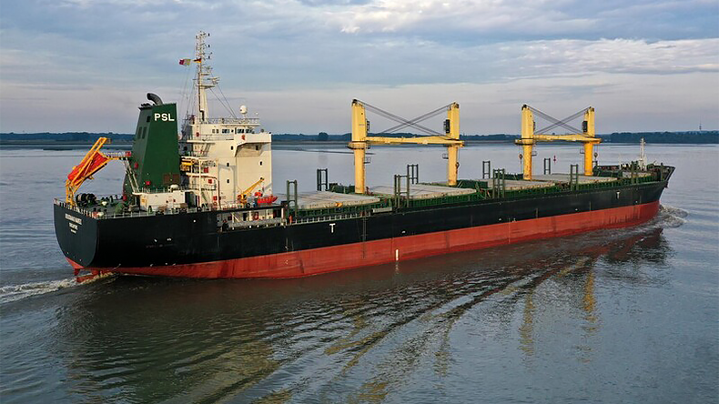 Bulk carrier Benjamas Naree at river Elbe