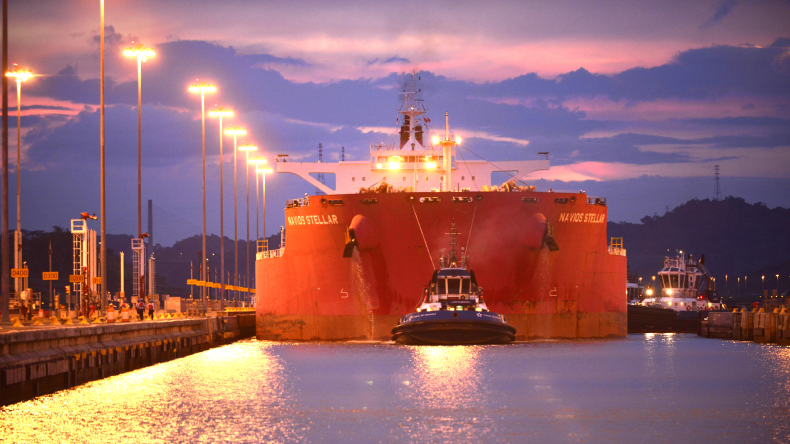 Bulker transiting panama canal
