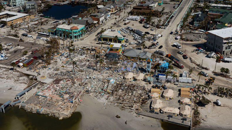 Damage from hurrican Ian at Ft Myers Beach, Florida