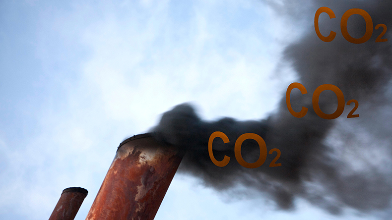 CO2 exhaust emissions from ship funnel