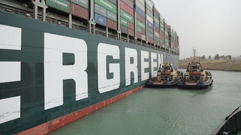 Tugs in attendance on Ever Given. Credit Suez Canal Authority