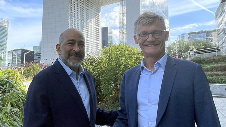 From left: OrbitMI CEO Ali Riaz with Bureau Veritas, marine and offshore president, Matthieu de Tugny