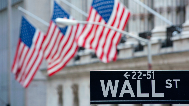 new Wall Street and flags