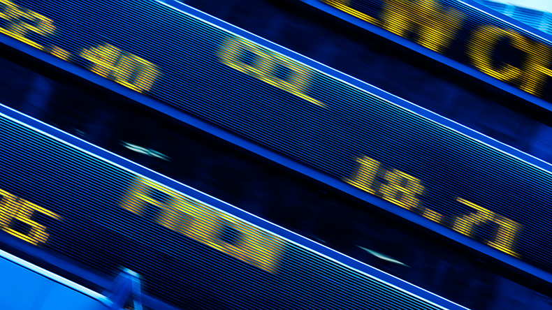 Stock ticker at Times Square, Manhattan, New York City