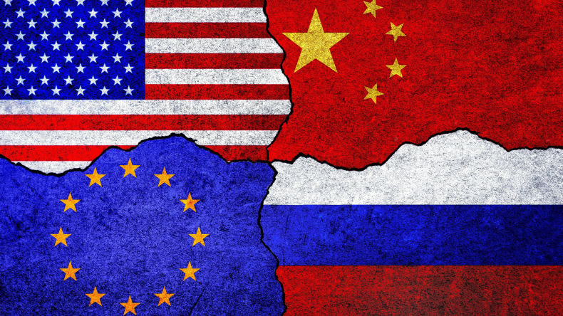 US EU China Russia flags