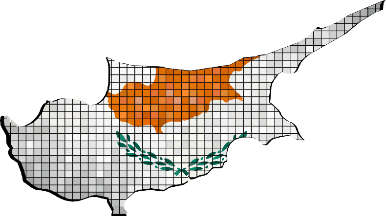 Cyprus map with flag overlay