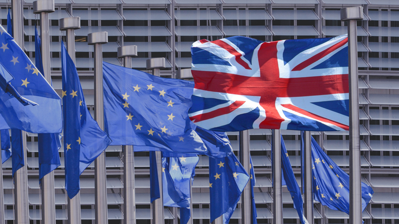UK flag and EU flags