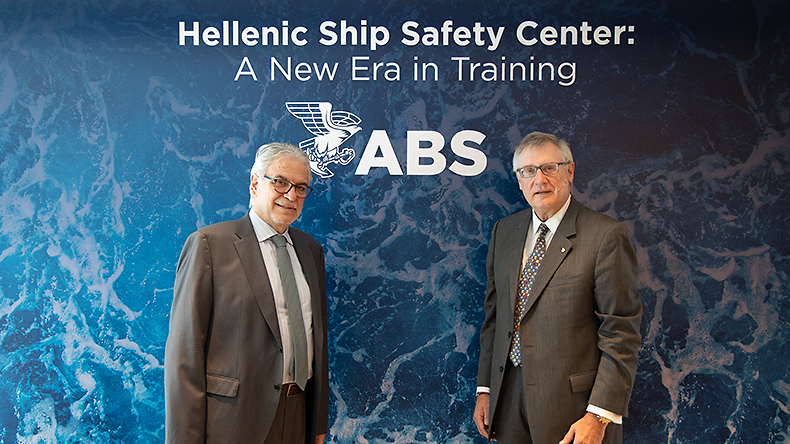 Greek Shipping minister Christos Stylianides (left) with ABS chief Chris Wiernicki