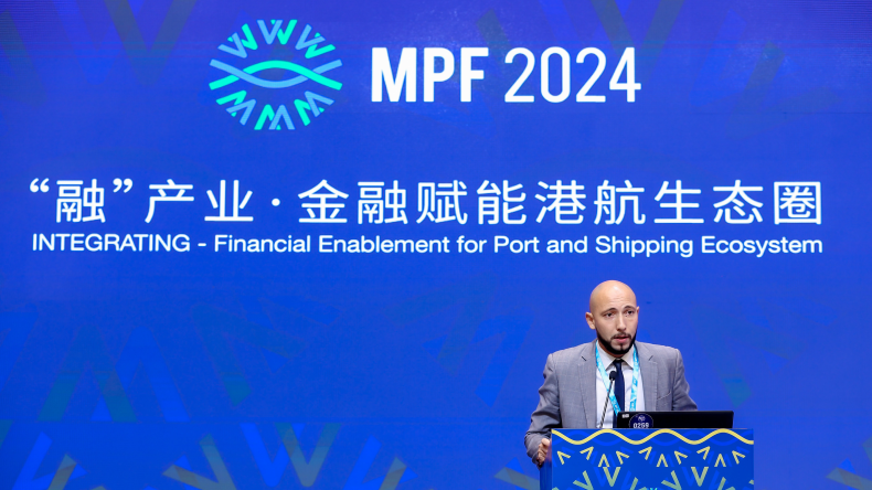 Karim Fahssis, head of decarbonisation at China A.P.Moller-Maersk at a port conference in Ningbo