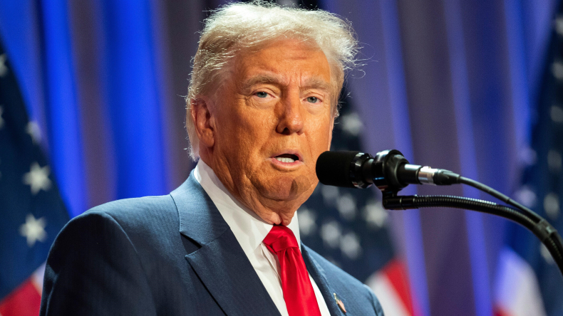 Trump at microphone