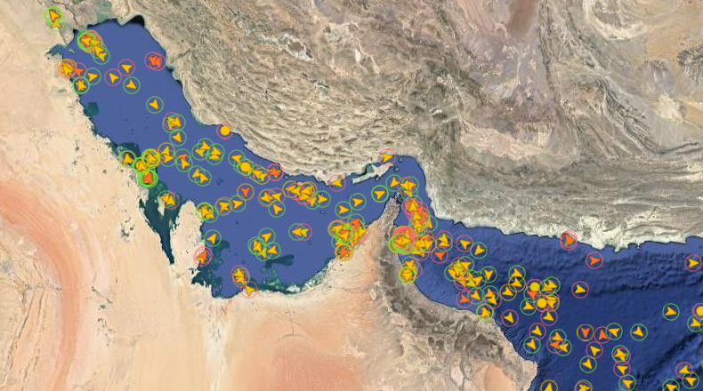 Tankers currently in the Middle East Gulf and transiting the Strait of Hormuz