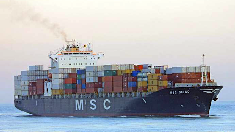  Containership MSC Diego loaded and at sea