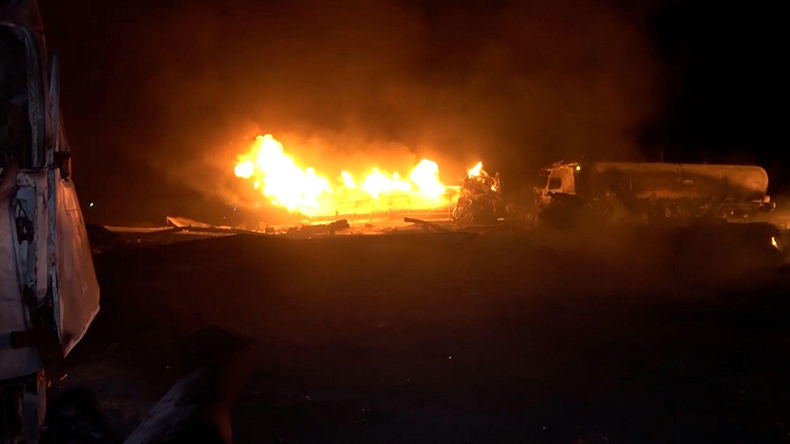 US air strikes on the Yemeni fuel port of Ras Isa in Hodeidah, Yemen