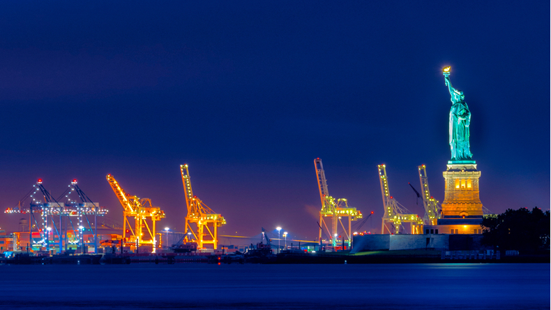 New York port at night