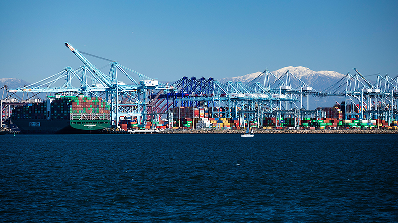 Overview of Long Beach port, California, USA