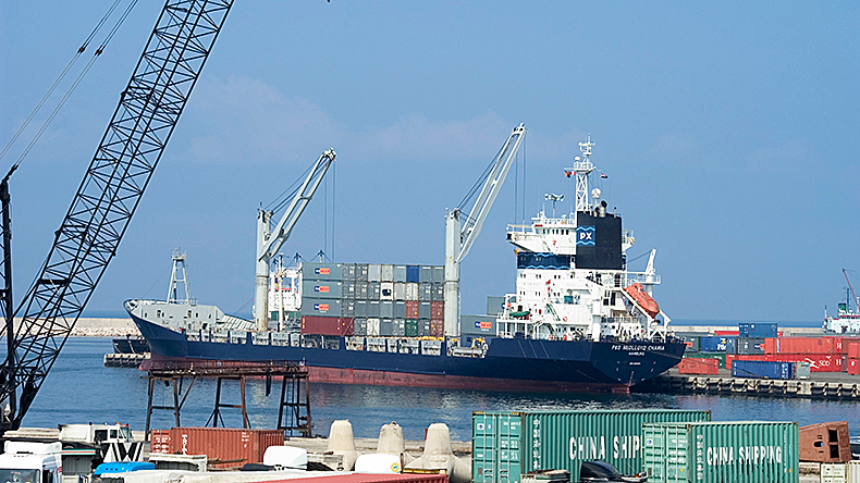 Containerships in port area Latakia, Syria, Middle East