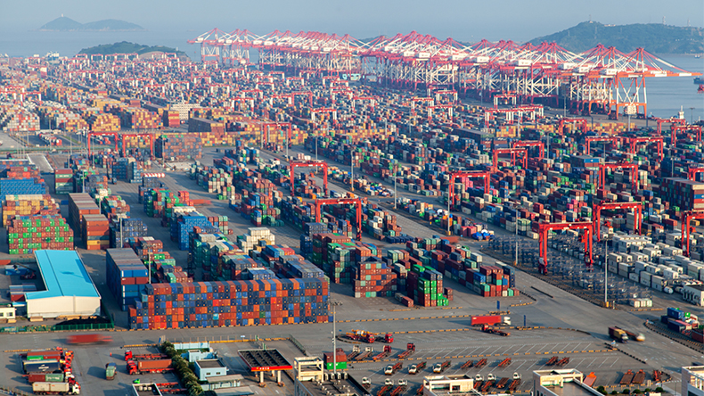 Containers in Yangshan port, Shanghai
