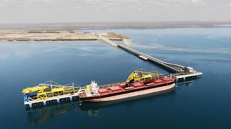 Nacala project in Mozambique. Nacala coal terminal loading jetty