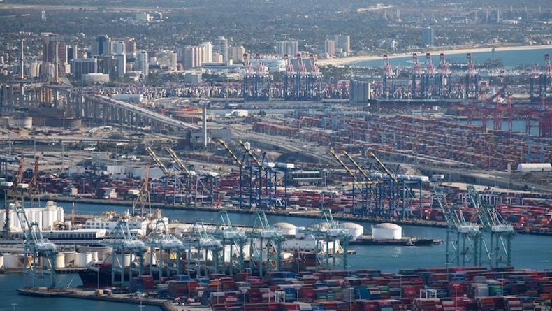 Aerial shot of San Pedro Bay