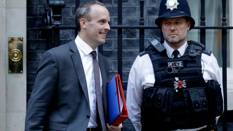 Dominic Raab leaving 10 Downing Street 130918