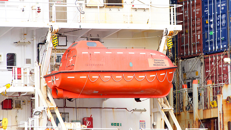  Feb 14, 2022: A lifeboat is one of the most important life-saving equipment Credit: Sheila Fitzgerald / Alamy Stock Photo
