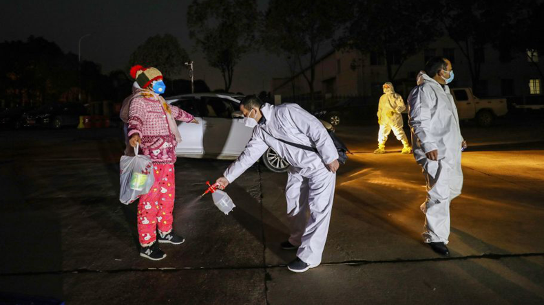 Anti-coronavirus spraying in Wuhan