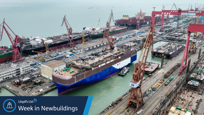 Vehicle carrier under construction at Guangzhou Shipyard Intl 