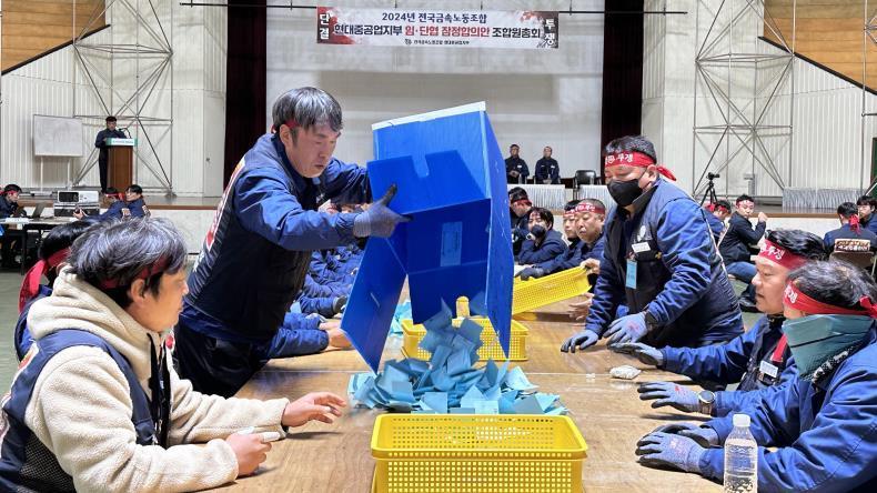HD Hyundai Heavy Industries union members count votes